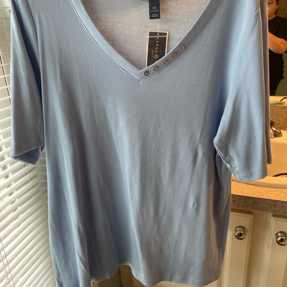 Karen Scott Blue Relaxed Short Sleeve Tee